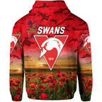 Sydney Swans ANZAC Zip Up And Pullover Hoodie Poppy Vibes LT8