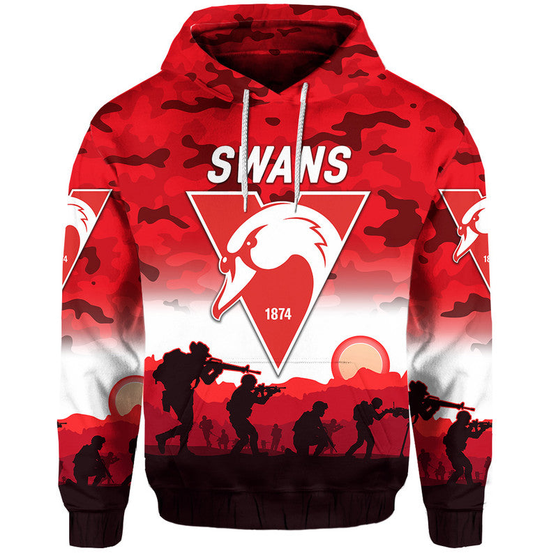 (Custom Personalised) Sydney Swans ANZAC Zip Up And Pullover Hoodie Simple Style LT8