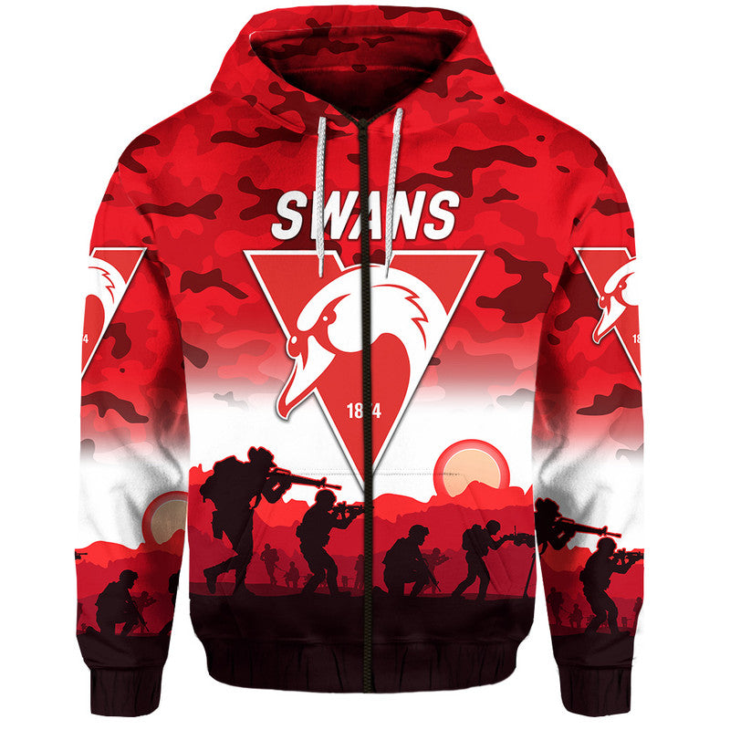 (Custom Personalised) Sydney Swans ANZAC Zip Up And Pullover Hoodie Simple Style LT8