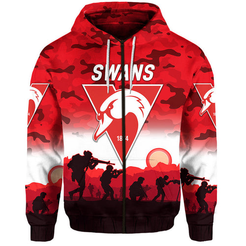 (Custom Personalised) Sydney Swans ANZAC Zip Up And Pullover Hoodie Simple Style LT8