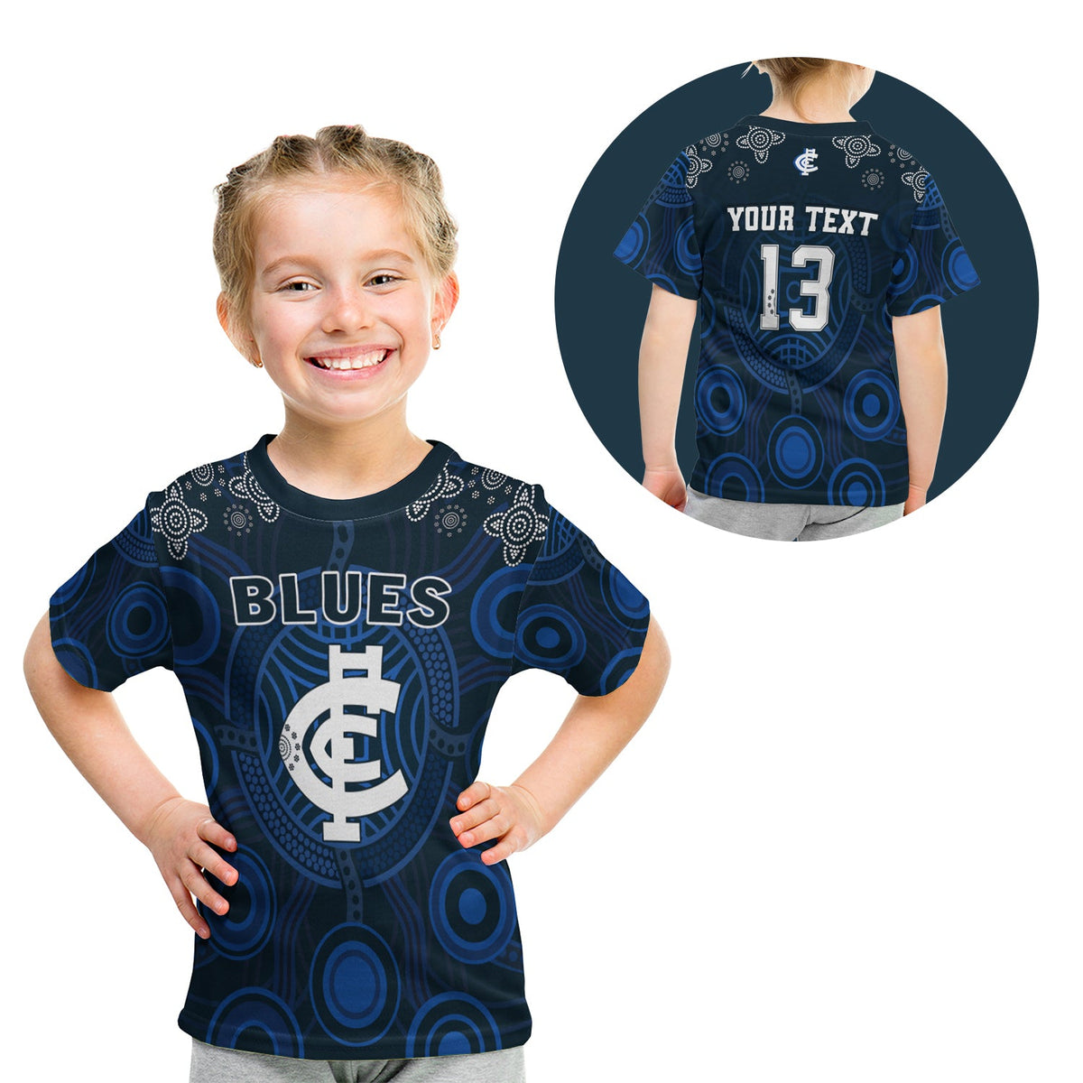custom-personalised-blues-indigenous-t-shirt-kid-2021-football-season-custom-text-and-number