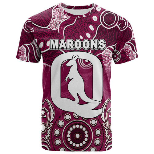 (Custom Personalised) Queensland Maroons T Shirt Aboriginal  LT6