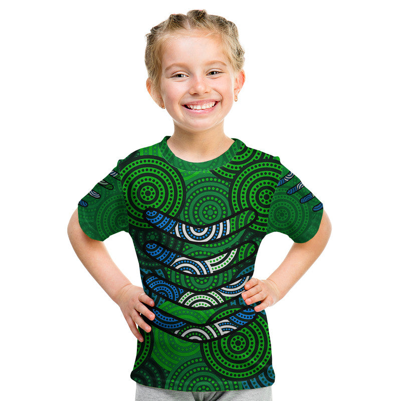custom-personalised-boomerang-aboriginal-dot-patterns-t-shirt-green-style