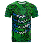 custom-personalised-boomerang-aboriginal-dot-patterns-t-shirt-green-style