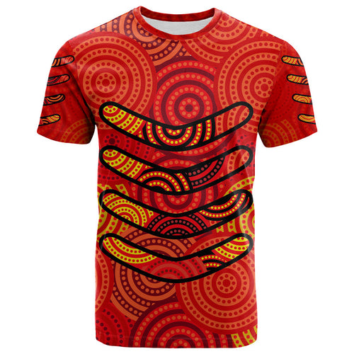 custom-personalised-boomerang-aboriginal-dot-patterns-t-shirt-red-style