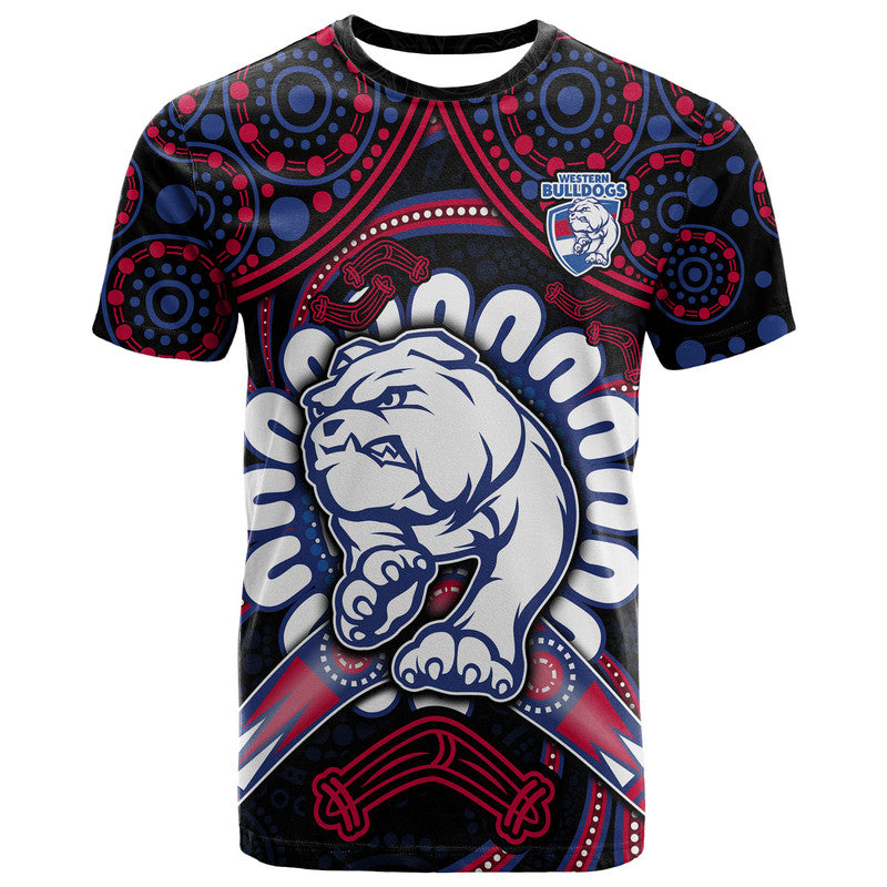 custom-personalised-western-bulldogs-football-t-shirt-boomerang-indigenous-dots