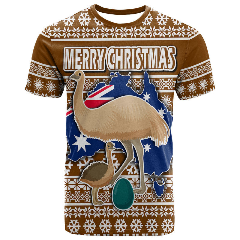 custom-personalised-australian-emu-christmas-vibe-with-aboriginal-dot-painting-style-t-shirt