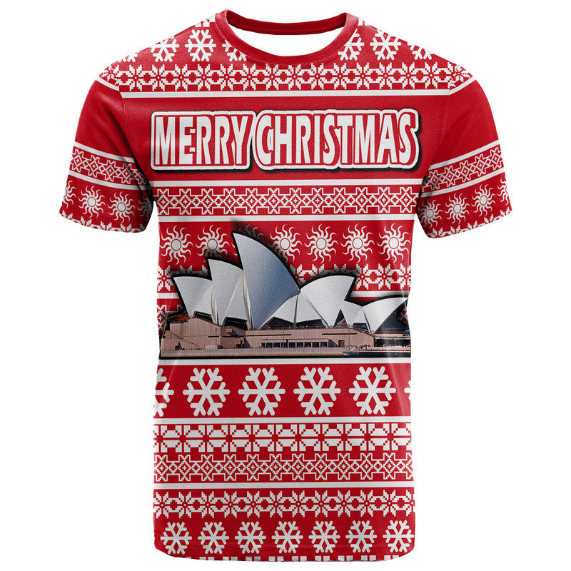 custom-personalised-australian-sydney-opera-house-christmas-vibe-with-aboriginal-dot-painting-style-t-shirt