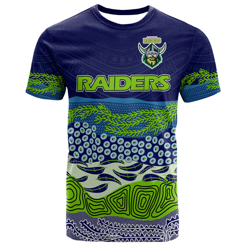 custom-text-and-number-canberra-the-green-machine-raiders-boomerang-indigenous-t-shirt