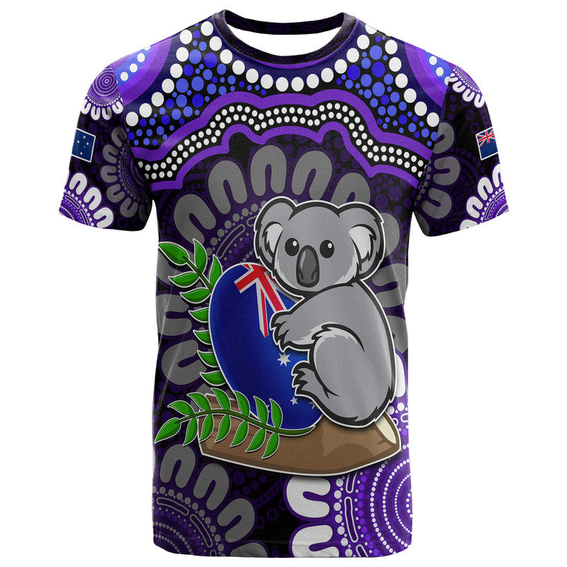 custom-personalised-australia-koala-aboriginal-t-shirt-koala-hugging-rugby-ball-purple