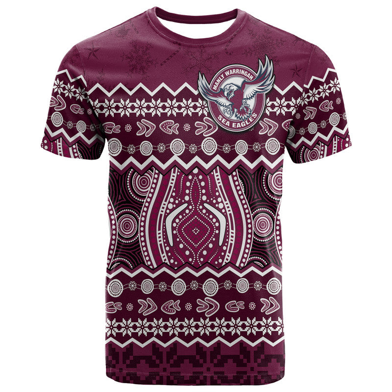 custom-personalised-manly-warringah-maroon-sea-eagles-christmas-vibe-t-shirt