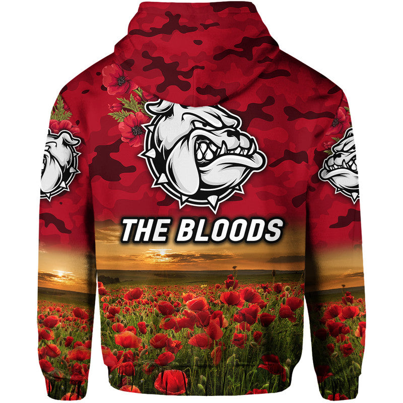 West Football Club Alice Springs ANZAC Zip Up And Pullover Hoodie The Bloods Poppy Vibes - Red LT8
