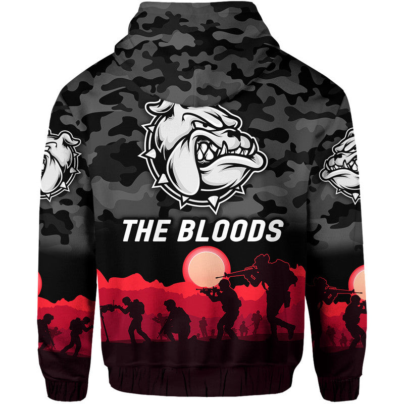 West Football Club Alice Springs ANZAC Zip Up And Pullover Hoodie The Bloods Simple Style - Black LT8