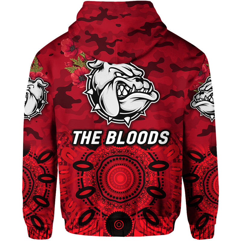West Football Club Alice Springs ANZAC Zip Up And Pullover Hoodie The Bloods Indigenous Vibes - Red LT8