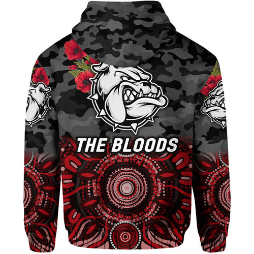 West Football Club Alice Springs ANZAC Zip Up And Pullover Hoodie The Bloods Indigenous Vibes - Black LT8