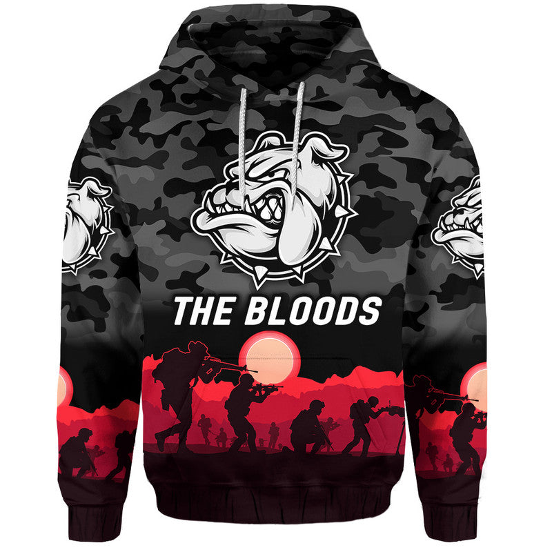 West Football Club Alice Springs ANZAC Zip Up And Pullover Hoodie The Bloods Simple Style - Black LT8
