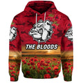 West Football Club Alice Springs ANZAC Zip Up And Pullover Hoodie The Bloods Poppy Vibes - Red LT8