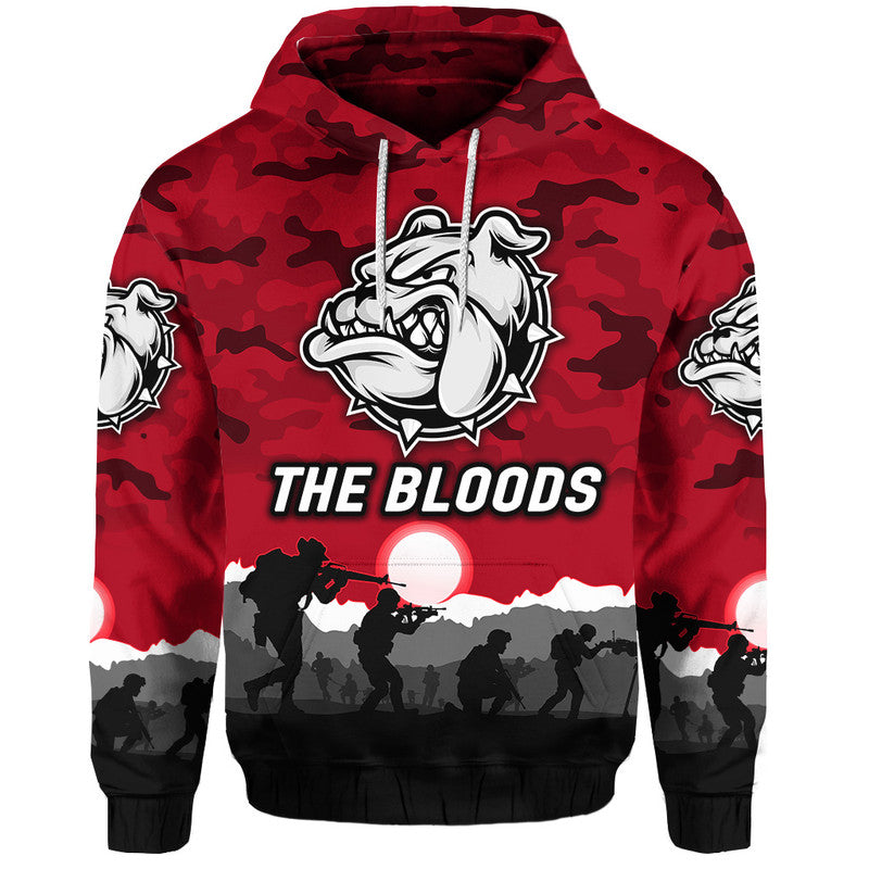 West Football Club Alice Springs ANZAC Zip Up And Pullover Hoodie The Bloods Simple Style - Red LT8