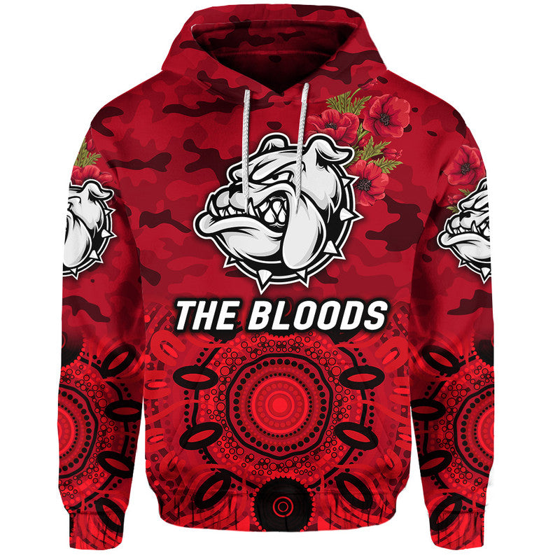 West Football Club Alice Springs ANZAC Zip Up And Pullover Hoodie The Bloods Indigenous Vibes - Red LT8