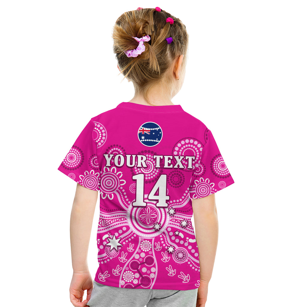(Custom Text And Number) Sydney Sixers T Shirt KID Cricket Indigenous Australian Art Ver.02 LT14
