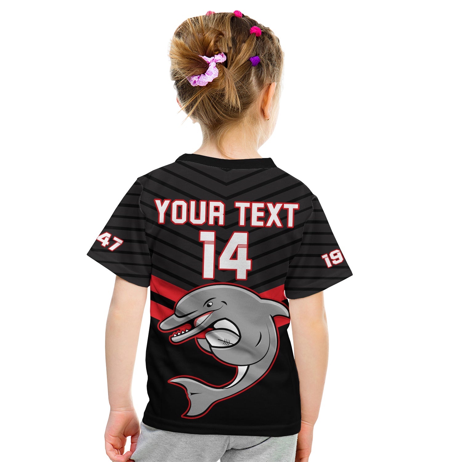 Custom Text And Number Dolphins Rugby T Shirt Sporty Style Ver.03 LT14