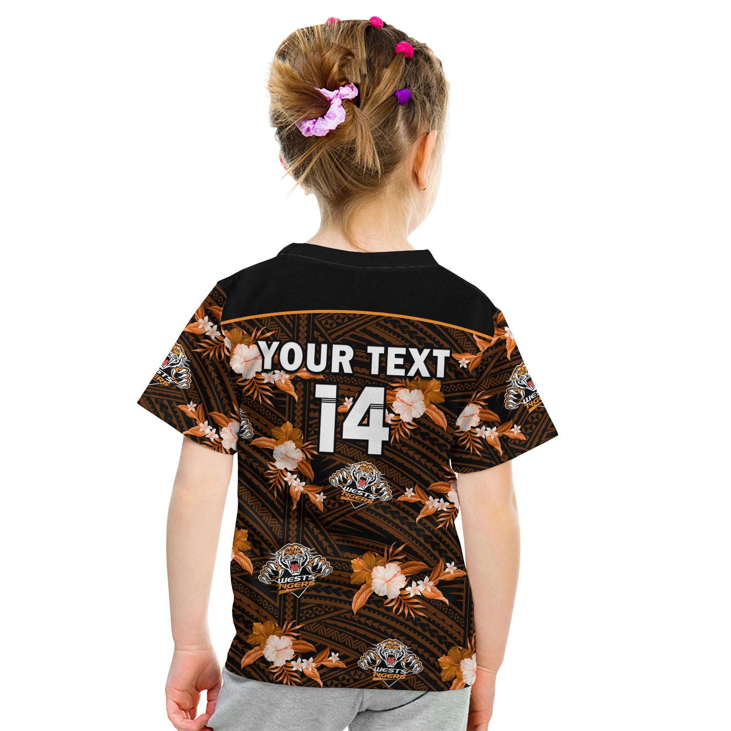 (Custom Text And Number) Wests Tigers Rugby T Shirt Polynesian Tribal Mix Tropical Hawaiian Style LT14