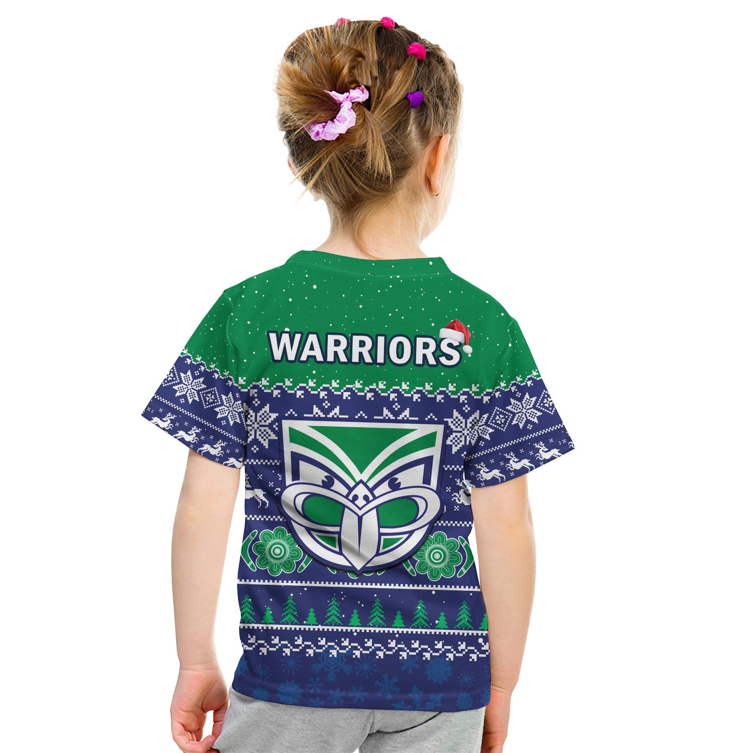Warriors Rugby T Shirt New Zealand Indigenous Merry Christmas LT14
