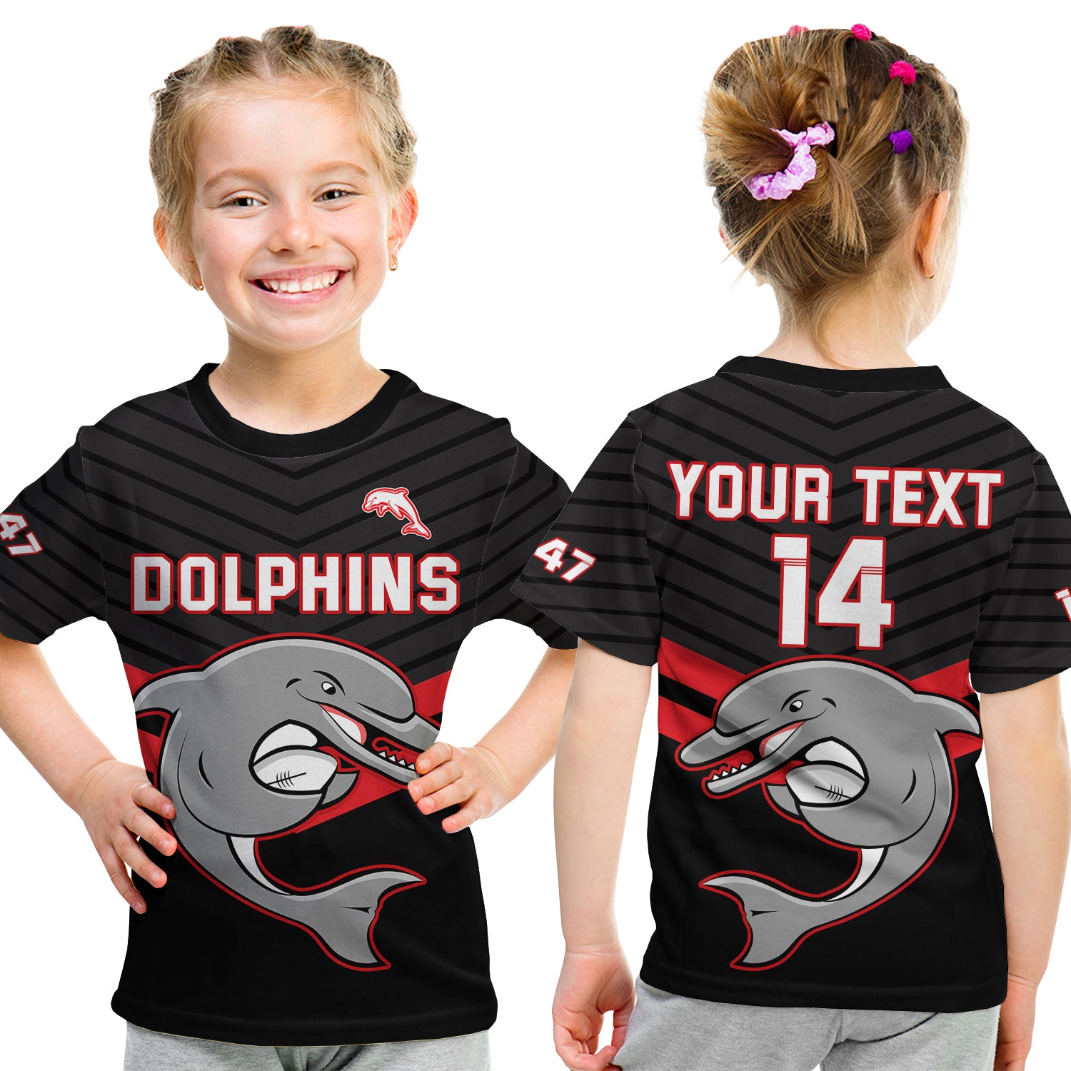 Custom Text And Number Dolphins Rugby T Shirt Sporty Style Ver.03 LT14