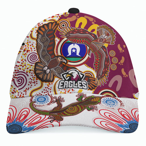 sea-eagles-aboriginal-rugby-custom-cap-double-sea-eagles-with-tribal-sun-and-footprints