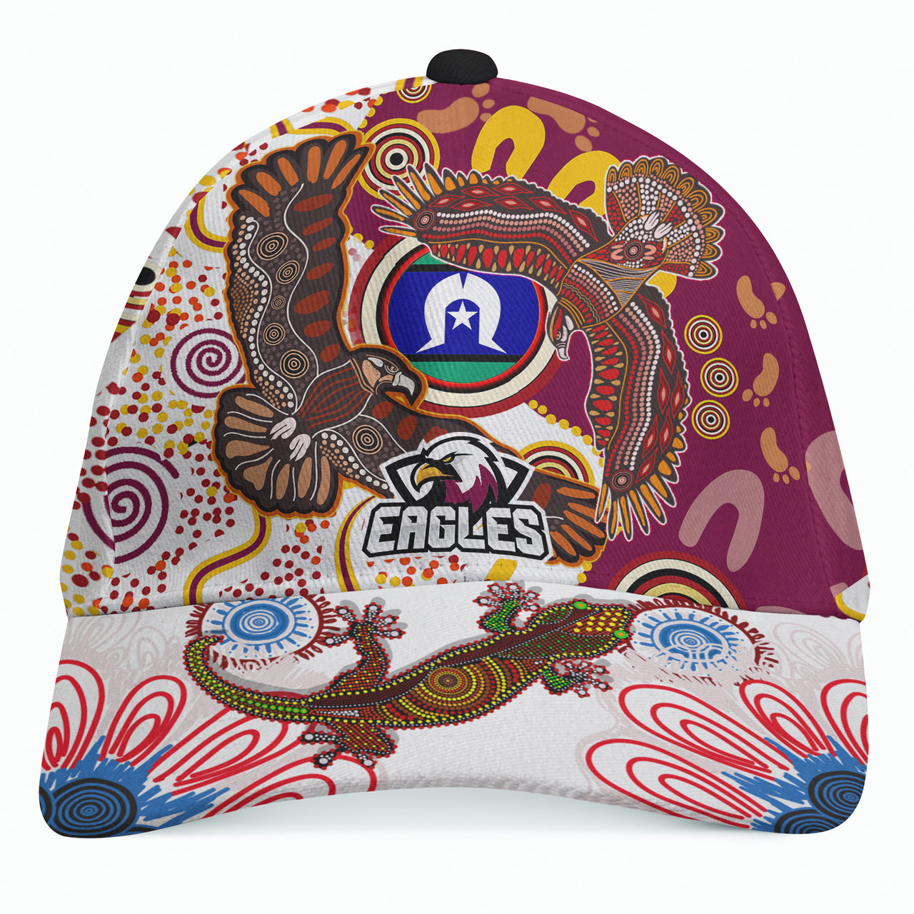sea-eagles-aboriginal-rugby-custom-cap-double-sea-eagles-with-tribal-sun-and-footprints
