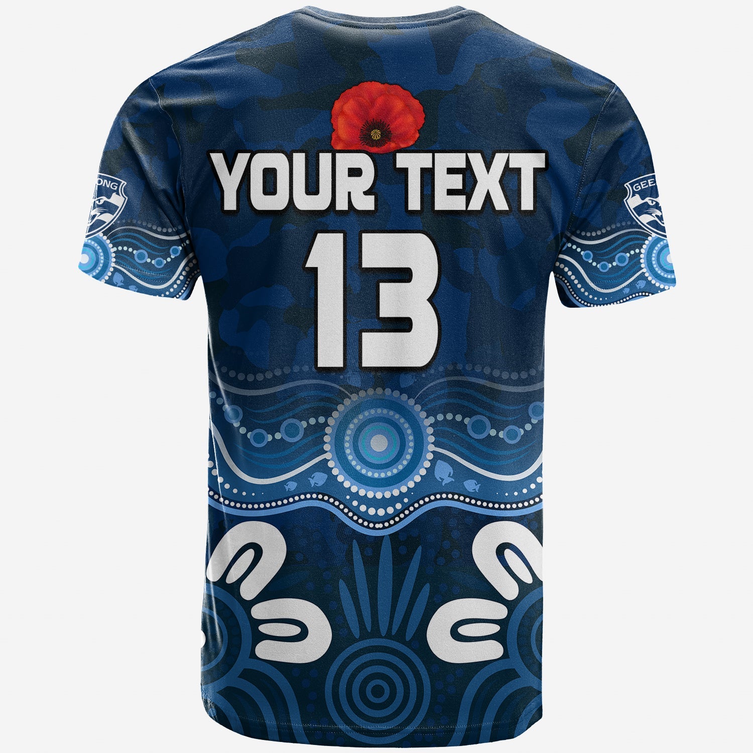 custom-text-and-number-cats-anzac-2022-t-shirt-geelong-football-aboriginal-poppy