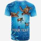 custom-personalised-australian-aboriginal-t-shirt-happy-turtle-family-version-blue