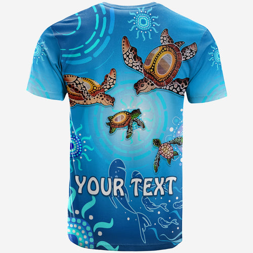 custom-personalised-australian-aboriginal-t-shirt-happy-turtle-family-version-blue