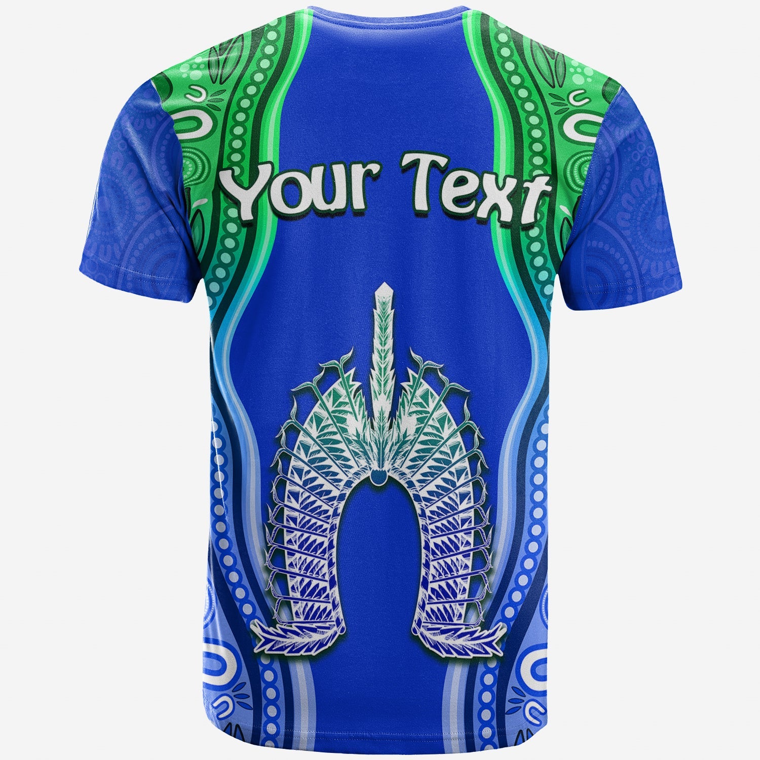 custom-personalised-torres-strait-islands-t-shirt-the-dhari-mix-aboriginal-turtle-version-blue