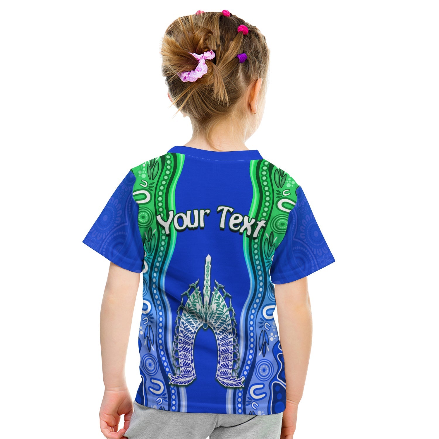 custom-personalised-torres-strait-islands-t-shirt-kid-the-dhari-mix-aboriginal-turtle-version-blue
