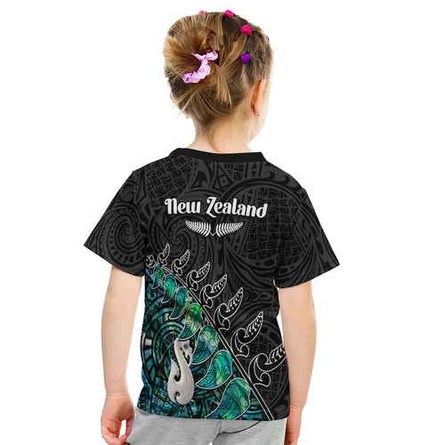 custom-personalised-new-zealand-maori-t-shirt-kid-fern-and-manaia-version-black