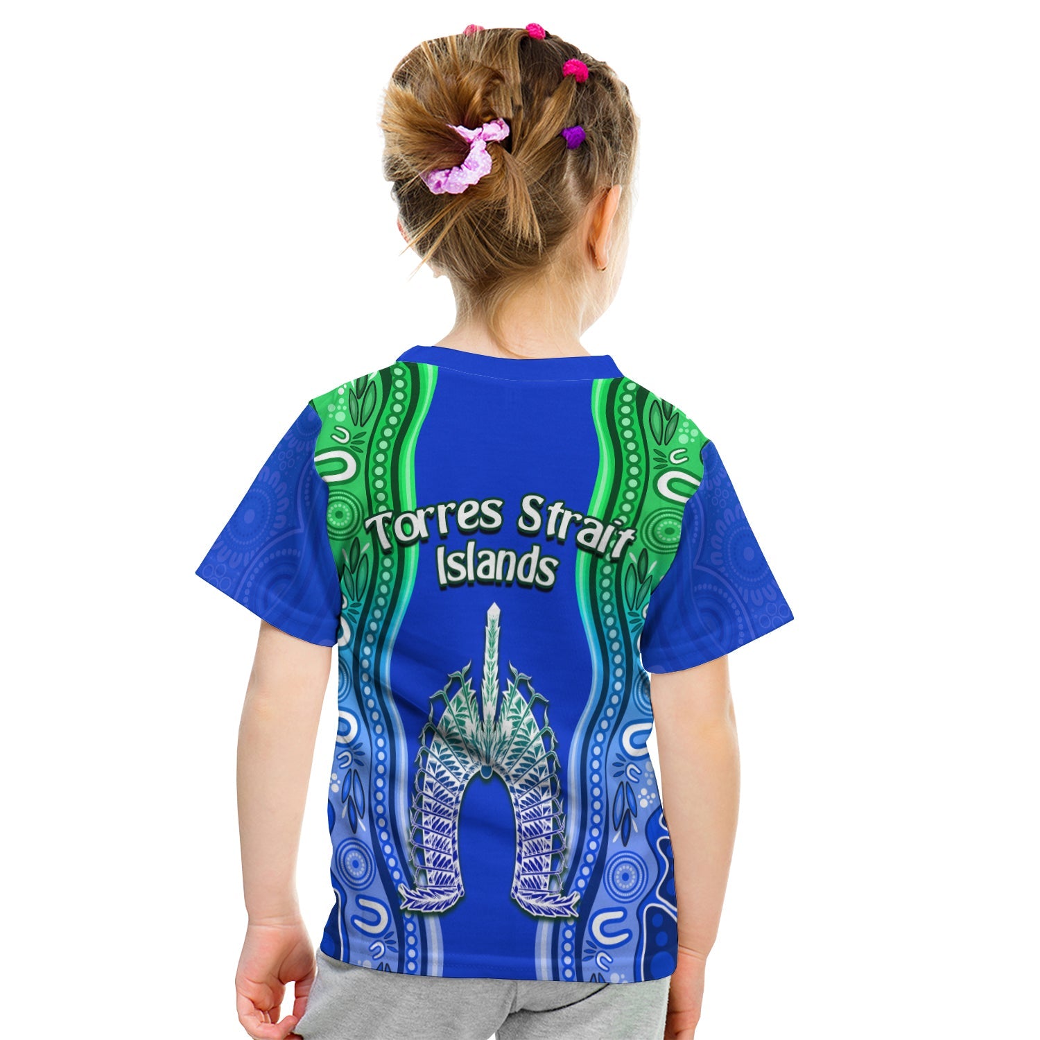 torres-strait-islands-t-shirt-kid-the-dhari-mix-aboriginal-turtle-version-blue