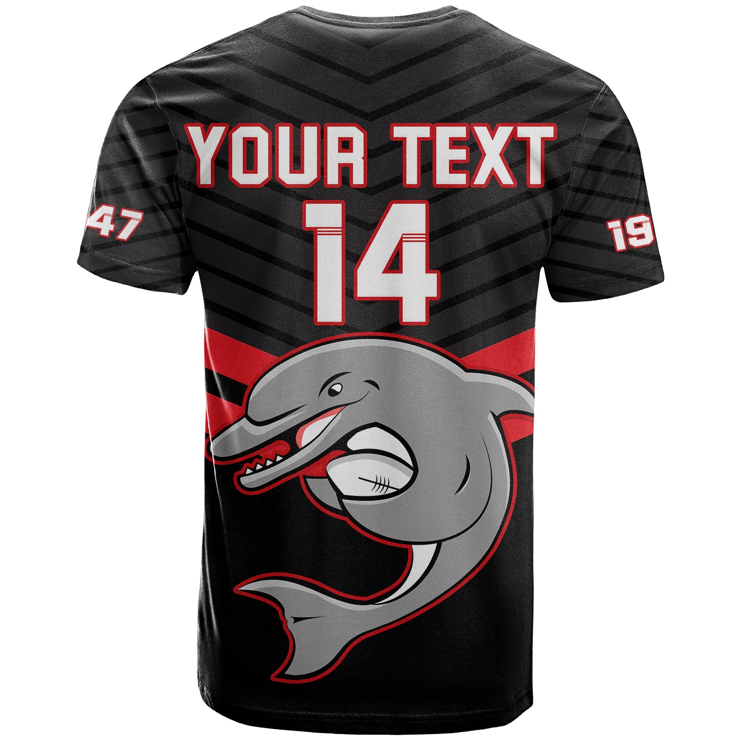 Custom Text And Number Dolphins Rugby T Shirt Sporty Style Ver.03 LT14