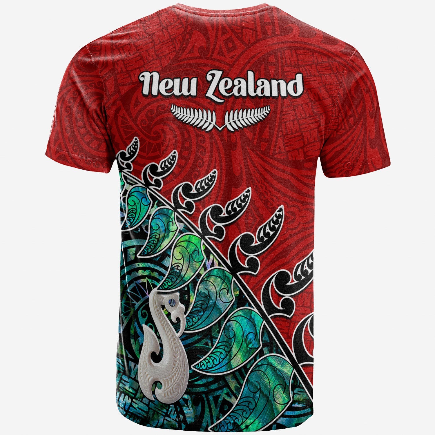 custom-personalised-new-zealand-maori-t-shirt-fern-and-manaia-version-red