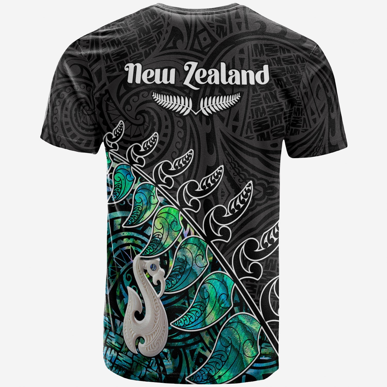 custom-personalised-new-zealand-maori-t-shirt-fern-and-manaia-version-black
