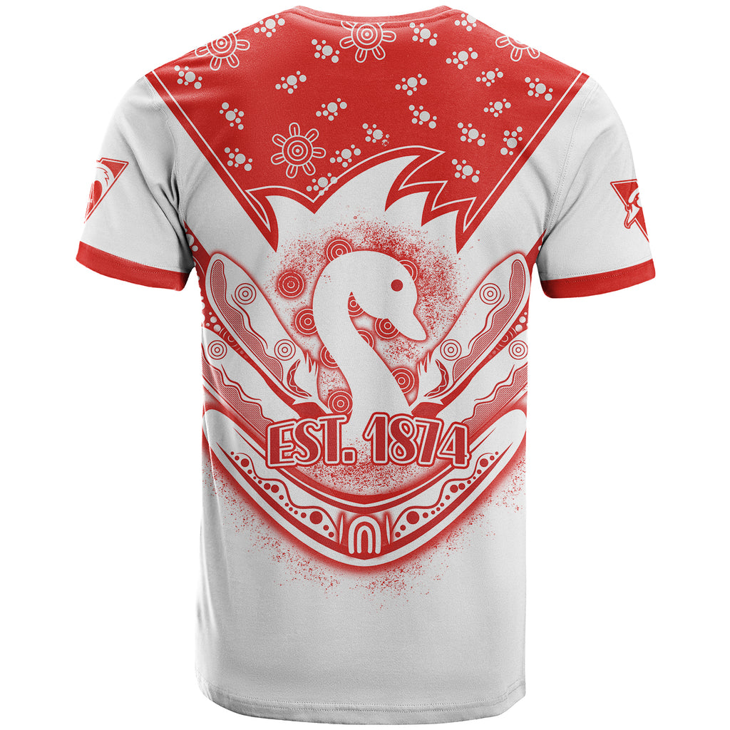 Swans Football T Shirt Est 1874 Aboriginal Boomerang Sydney Bloods LT13