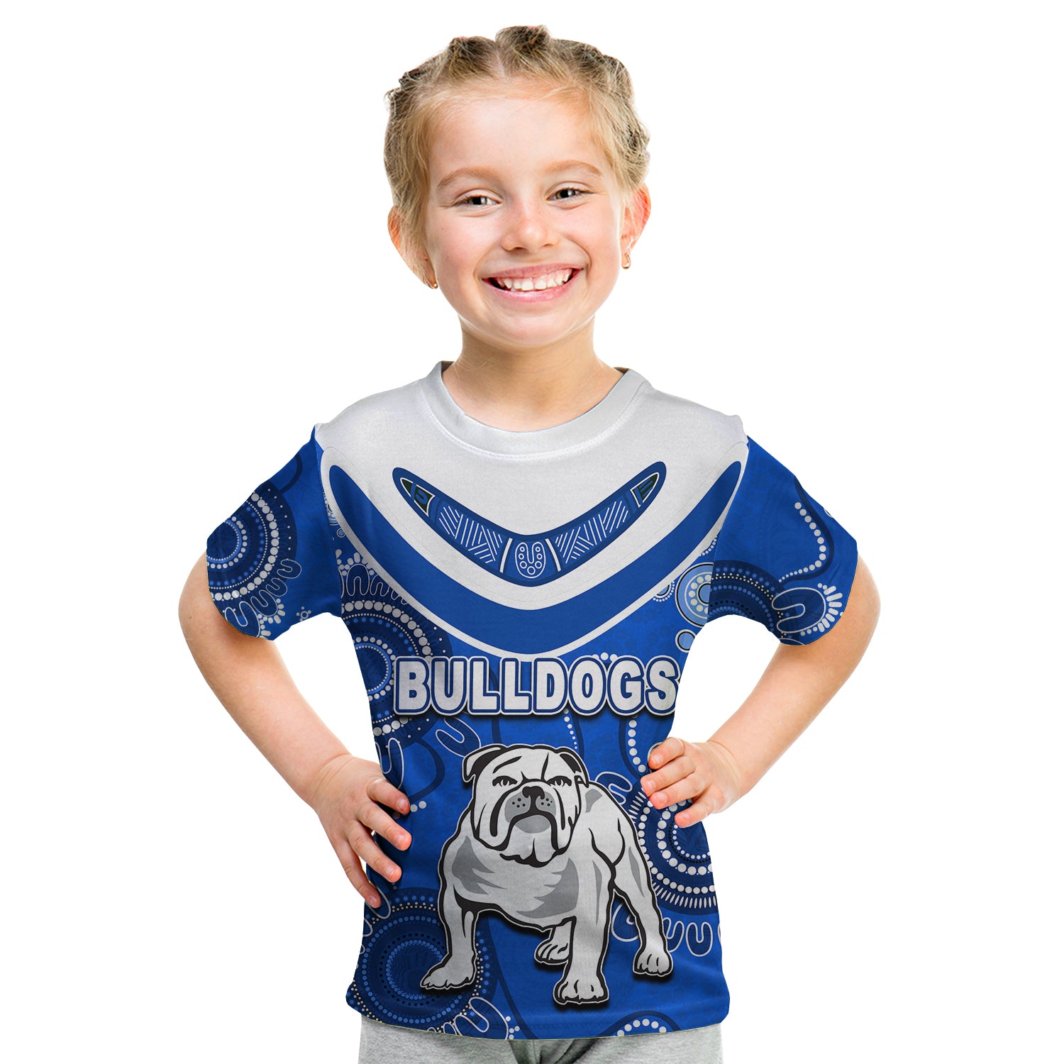 (Custom Personalised) Bulldogs Rugby Aboriginal Boomerang T Shirt Jersey  LT6