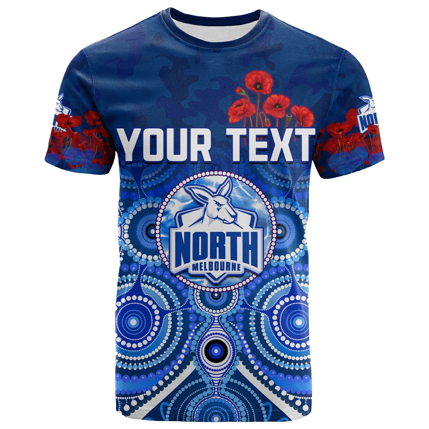 custom-personalised-kangaroos-anzac-2022-t-shirt-north-melbourne-football-aboriginal-poppy-flowers