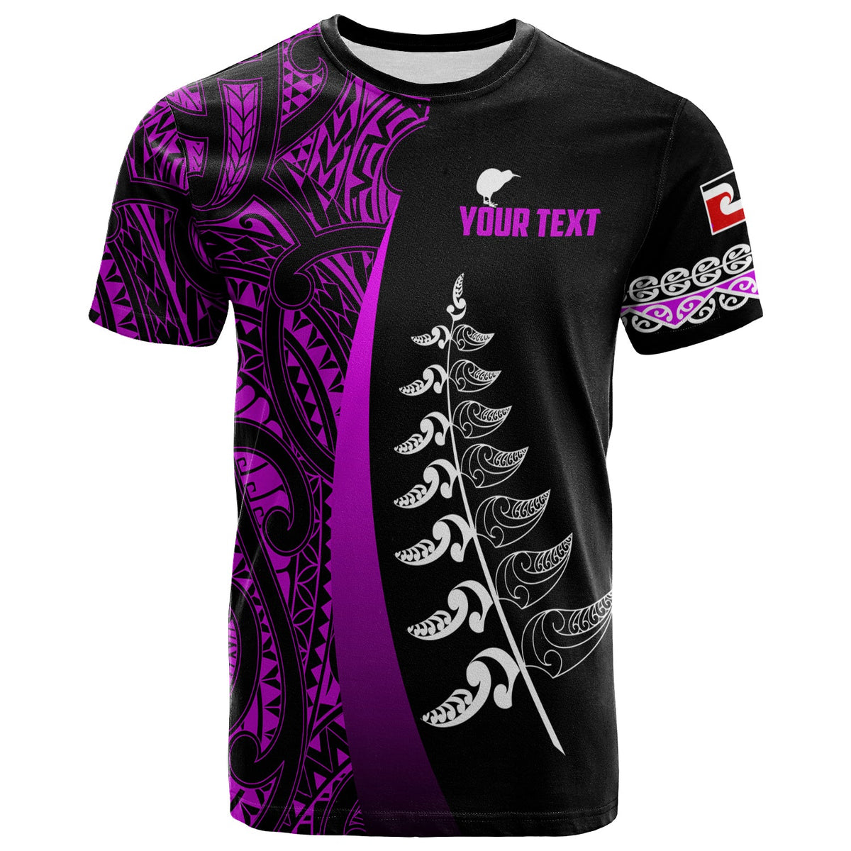 custom-personalised-waitangi-day-t-shirt-maori-mix-fern-style-purple