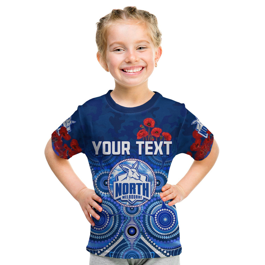 custom-personalised-kangaroos-anzac-2022-t-shirt-kid-north-melbourne-football-aboriginal-poppy-flowers