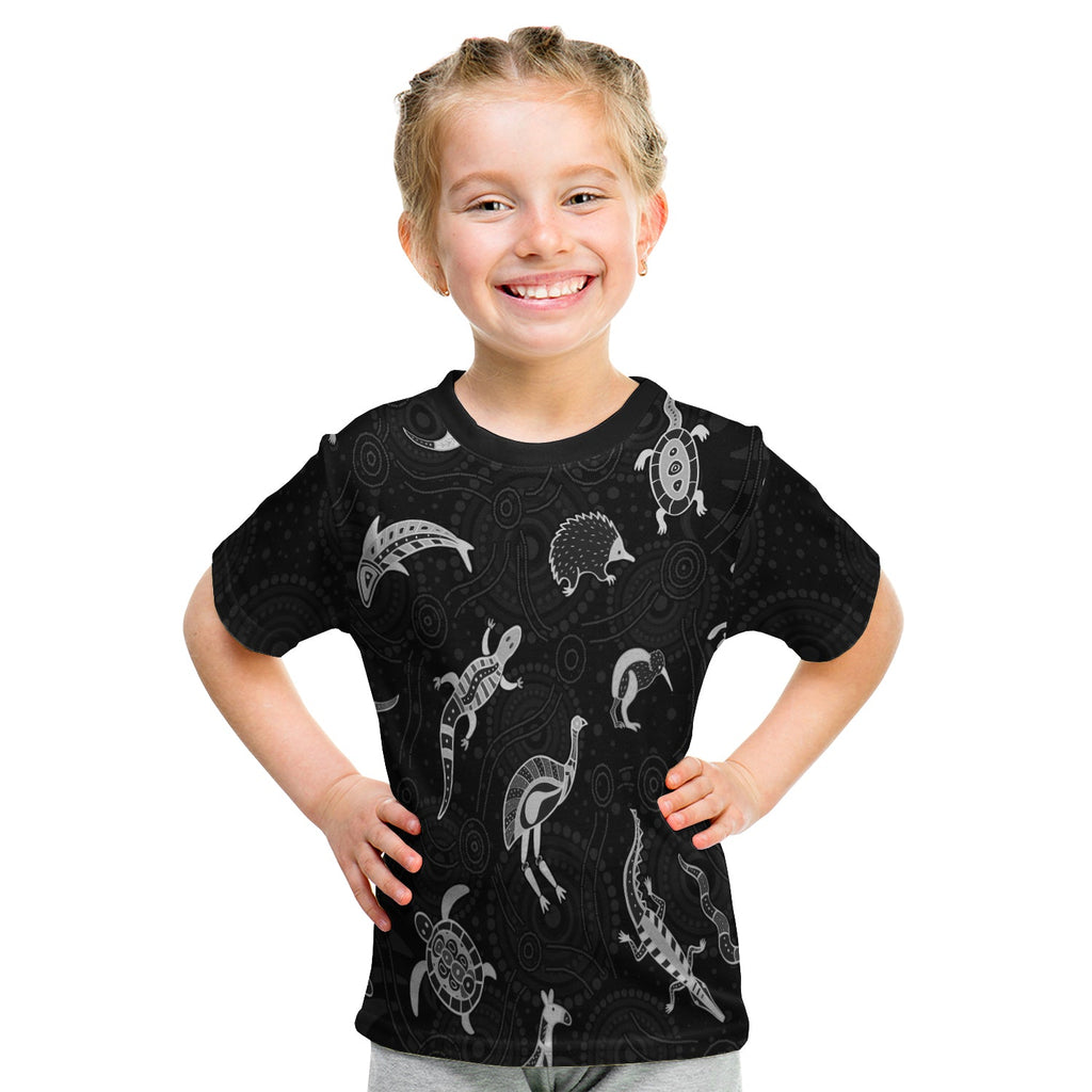 custom-personalised-aboriginal-art-t-shirt-kid-animals-australia-version-black