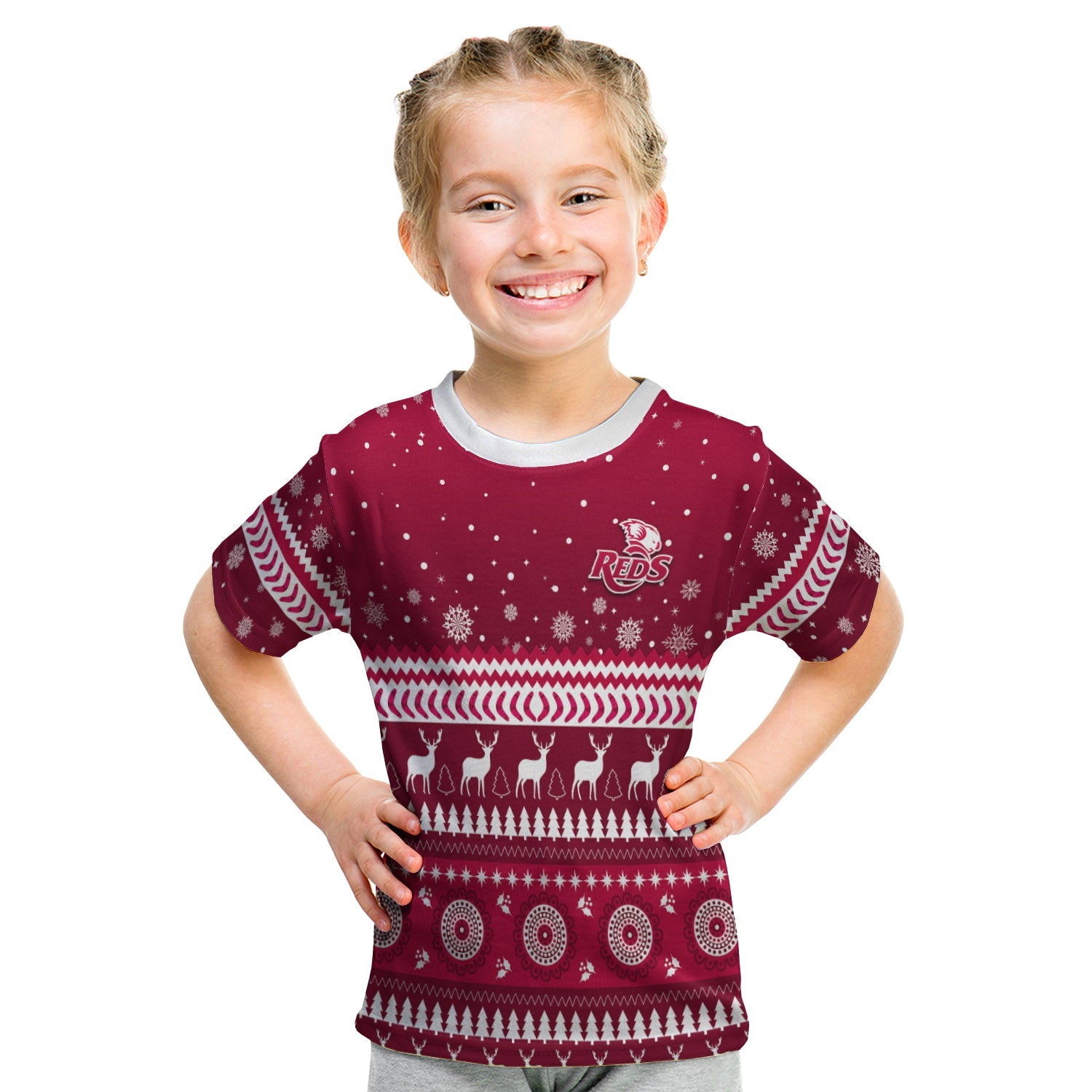 custom-personalised-reds-christmas-t-shirt-kid-queensland-rugby-indigenous