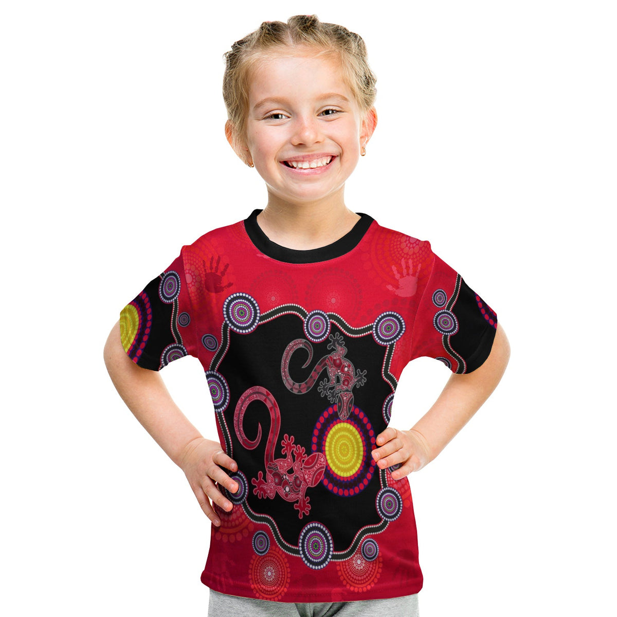 aboriginal-lizard-t-shirt-kid-attracted-australia-version-red