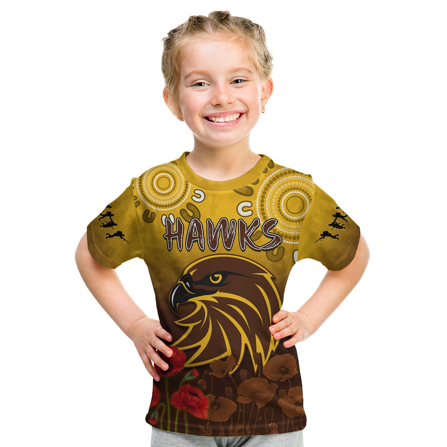 custom-text-and-number-hawks-anzac-2022-t-shirt-kid-hawthorn-football-aboriginal-poppy