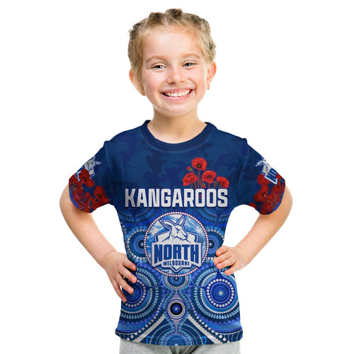 kangaroos-anzac-2022-t-shirt-kid-north-melbourne-football-aboriginal-poppy-flowers